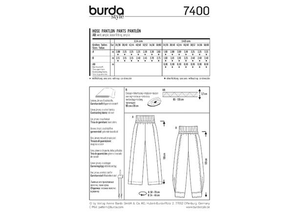 Burda  7400 -  Bukse