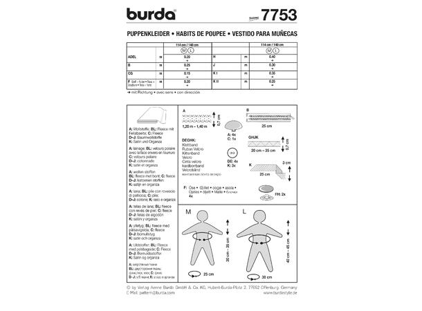 Burda 7753 - Dukkeklær