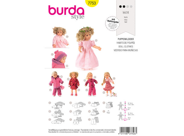 Burda 7753 - Dukkeklær