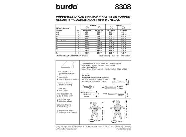 Burda 8308 - Dukkeklær