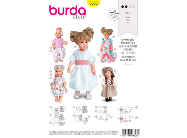 Burda 8308 - Dukkeklær