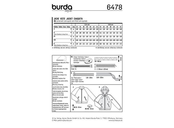 Burda 6478 - Jakke