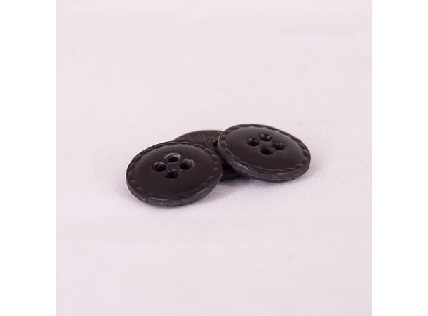 Knapp av resirkulert lær Sort, 18mm