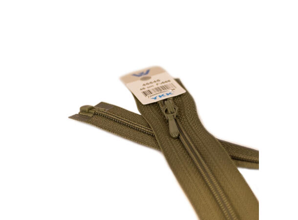 Tynn delbar plastglidelås 35cm Khakigrønn