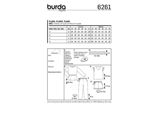Burda 6261 - Pysjamas