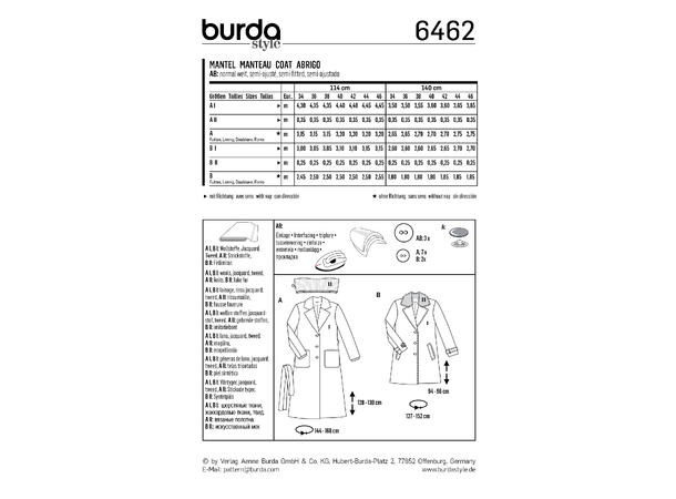 Burda 6462 - Kåpe