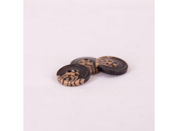 Knapp av resirkulert plastikk Sort og brun, 15mm