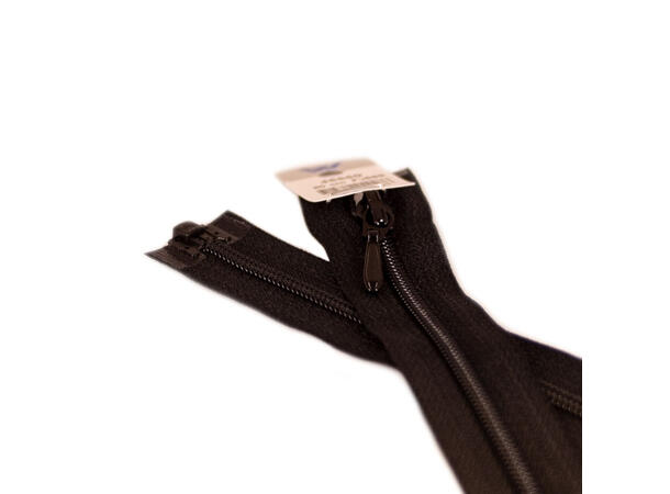 Tynn delbar plastglidelås 55cm Sort