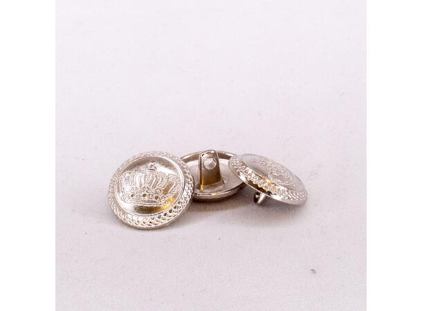 Metallknapp, Krone Sølv 18mm