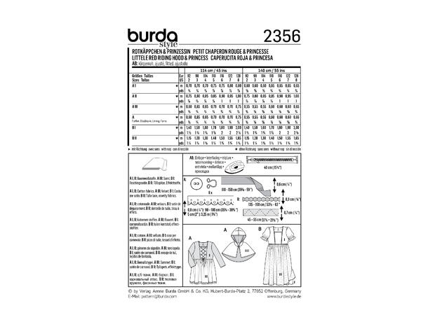 Burda2356 - Liten rødhette & Prinsesse
