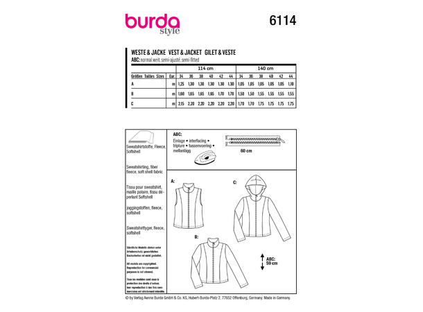 Burda 6114 - Jakke og vest