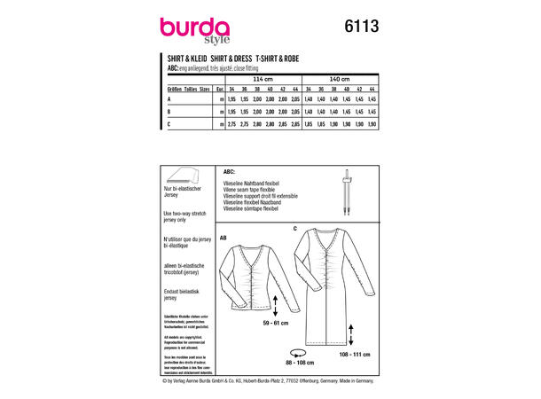 Burda 6118 - Kjole & Topp