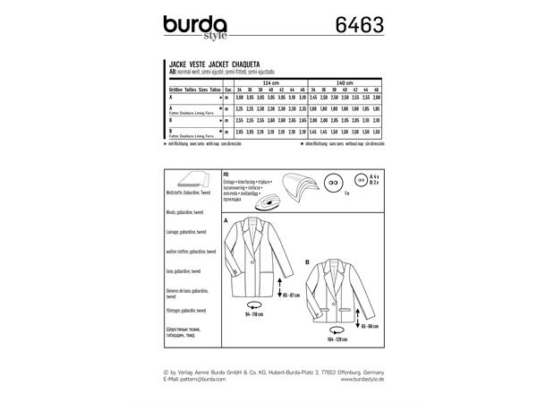 Burda 6463 - Jakke/Blazer