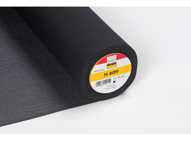 H 609 Tynn elastisk strykevlies i sort