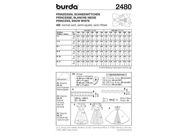 Burda 2480 - Prinsesse og Snehvit