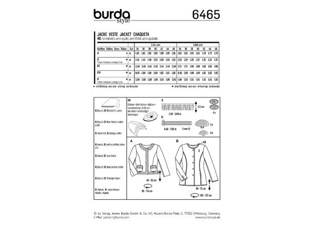 Burda 6465 - Jakke
