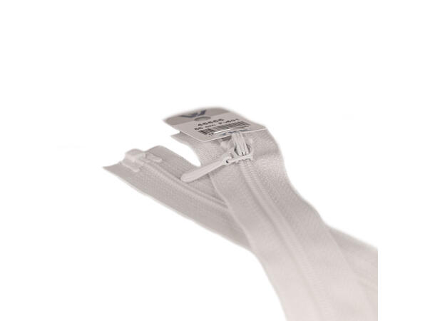 Tynn delbar plastglidelås 20cm Hvit