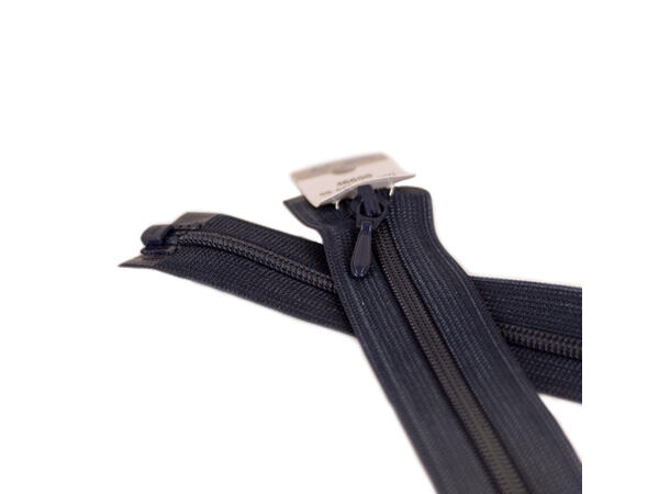 Tynn delbar plastglidelås 60cm Marineblå