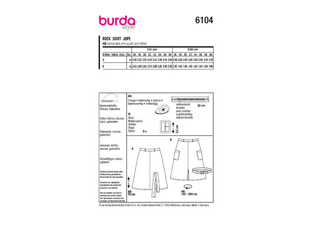 Burda 6104 - Skjørt