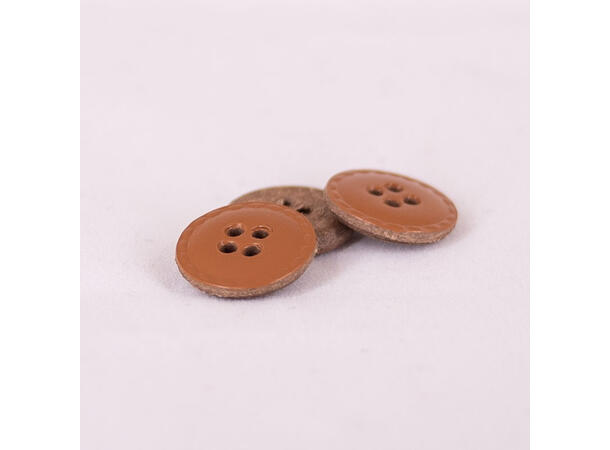 Knapp av resirkulert lær Brun, 18mm