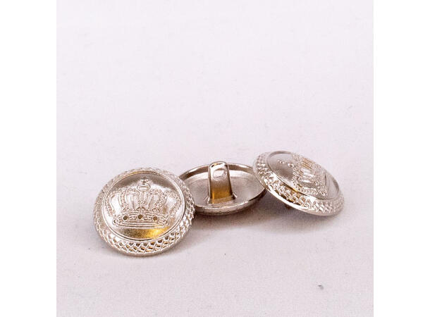 Metallknapp, Krone Sølv 20mm