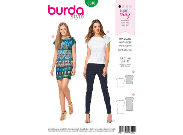 Burda 6540 - Topp og Kjole