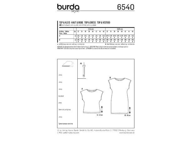 Burda 6540 - Topp og Kjole