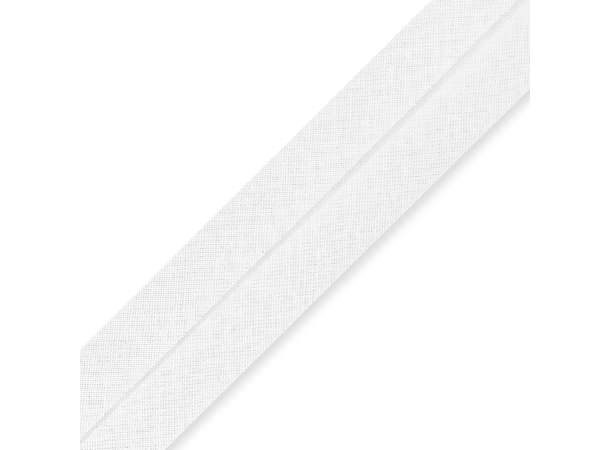 Skråbånd i bomull, 30 mm hvit
