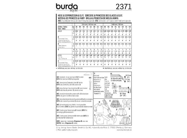 Burda 2371, Heks, isprinsesse og fe