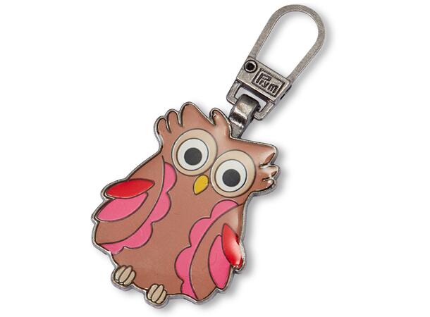 Glidelåstrekker, ugle i metall