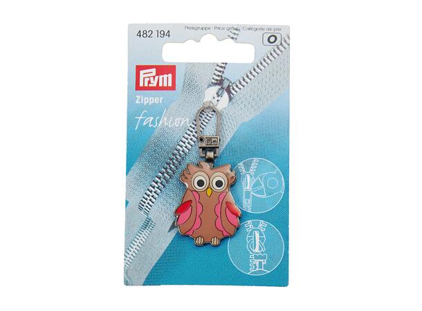 Glidelåstrekker, ugle i metall