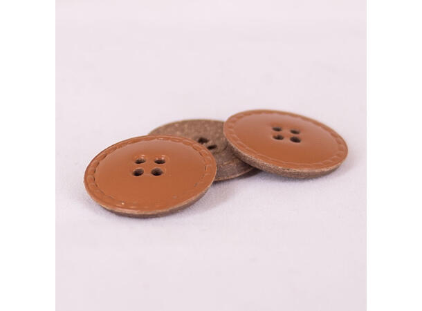 Knapp av resirkulert lær Brun, 25mm