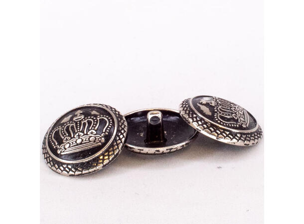 Metallknapp, Krone Svart 25 mm