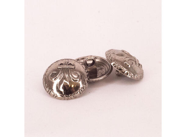 Sølvknapp, 20mm Fransk Lilje