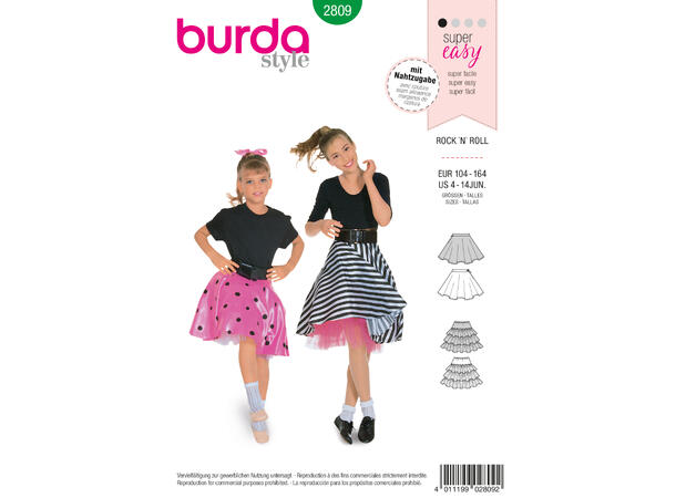 Burda 2809 - Rock'N'roll skjørt, barn