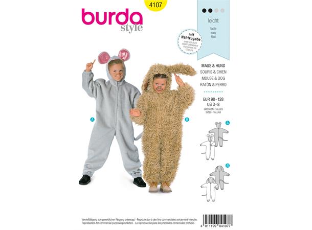 Burda 4107 - Mus og hund kostyme barn