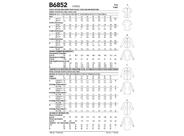 Butterick 6852, skjorte