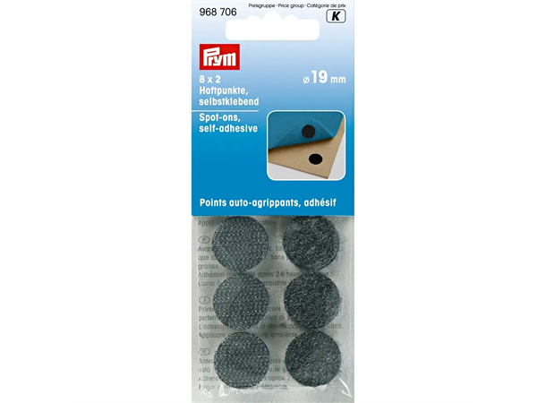 Spot-ons Borrelås selvklebende, svart 8 x 2 par - 19 mm i diameter