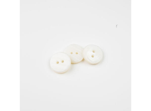Tykk perlemorsknapp, hvit 15mm