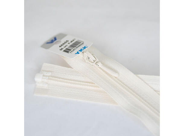 Tynn delbar plastglidelås 20cm Ecru