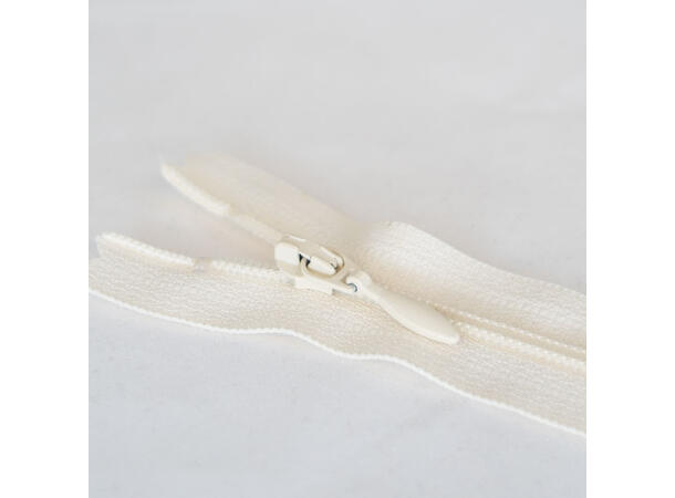 Tynn plastglidelås 30cm Ecru