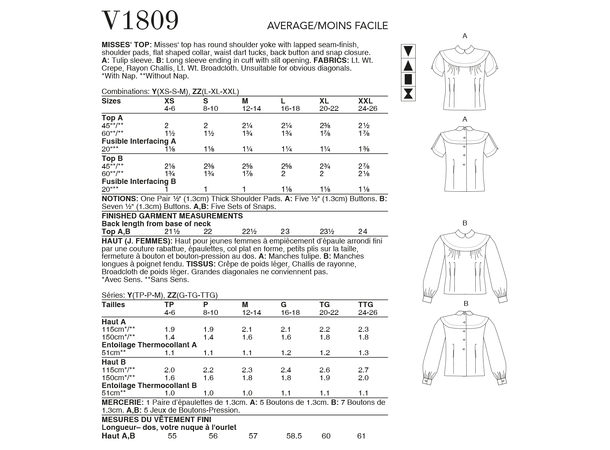 Vogue 1809 - vintage bluse.