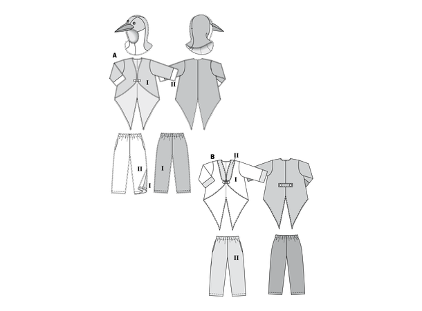 Burda 2414 - Klovn og pingvin barnekostyme