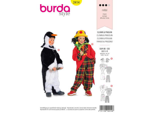 Burda 2414 - Klovn og pingvin barnekostyme
