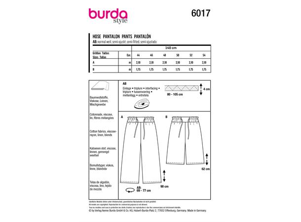 Burda 6017 - Vide bukser