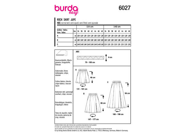 Burda 6027 - Skjørt