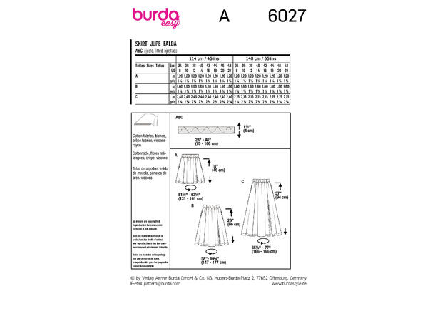 Burda 6027 - Skjørt