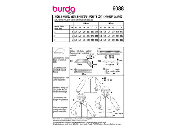 Burda 6088, Jakke og frakk