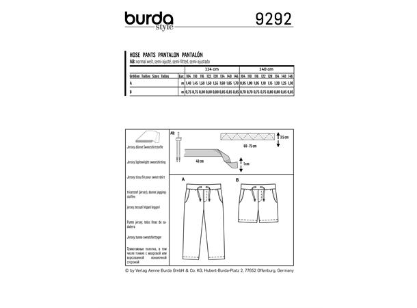 Burda 9292 - Bukse og shorts