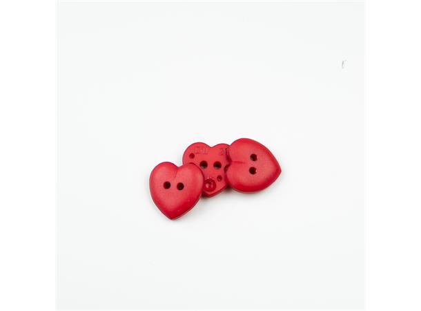 Hjerteformet knapp, rød 15mm